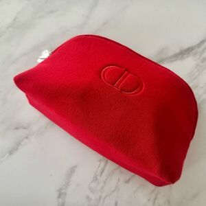 Dior Toiletry Pouch Cosmetic Zip Case, Red, New